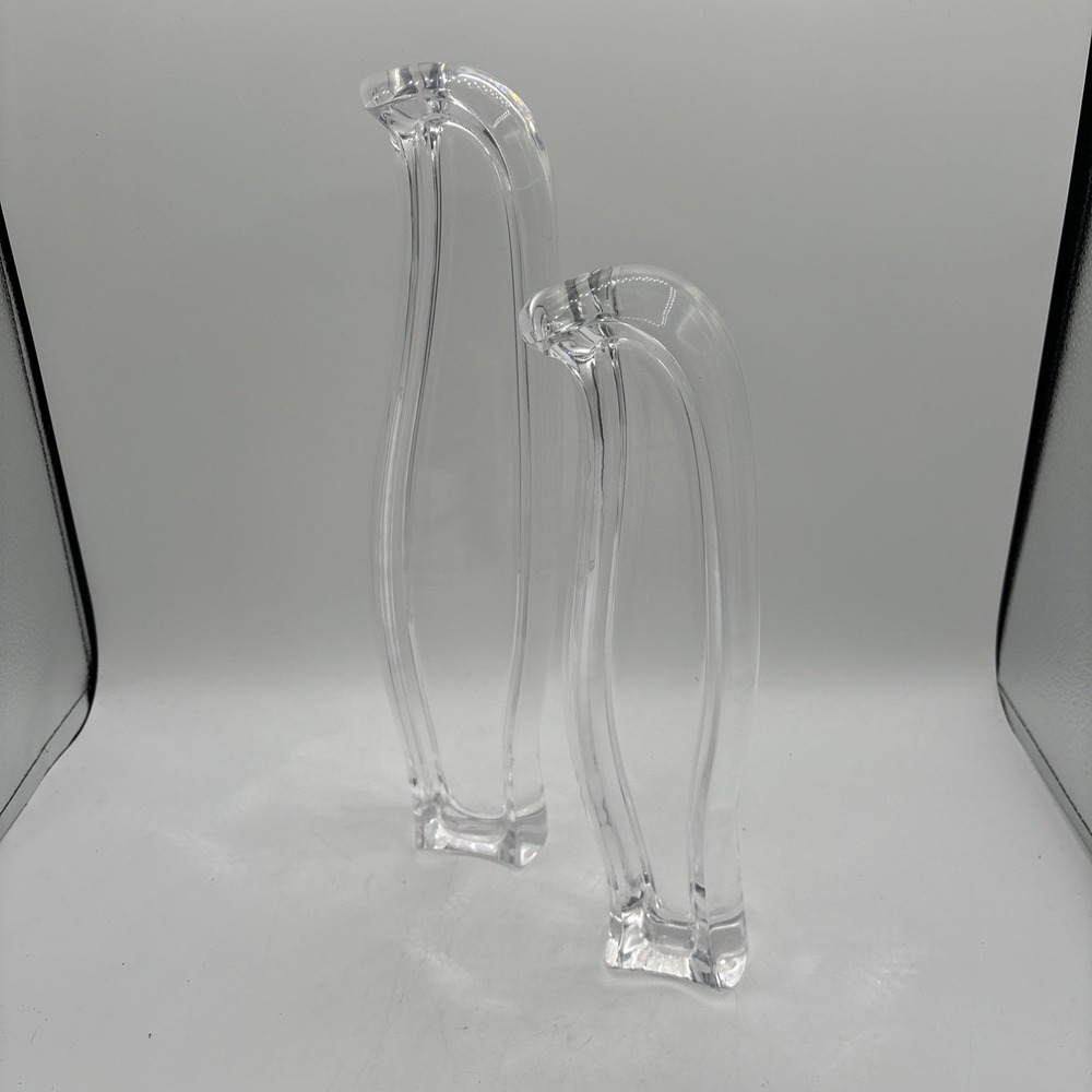 Ritts Astrolite MCM‎ Clear Lucite Penguin Sculptures 15" 13" Vintage READ